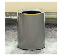 Luxury Round Trash Can 14L/3.6 Gallon Uncovered Household Waste Bin Modern Design for Living Room & Bedroom Stylish Gray Garbage Container Easy to Clean