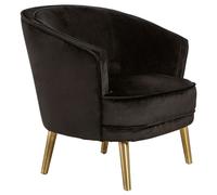 luxury round upholstered velvet armchair in black