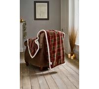 Luxury Rowin Tartan Sherpa Fleece Throw - Super Soft Cozy Red and Green Check Blanket Deyongs Multi 140cm x 180cm