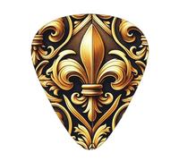 Luxury-Royal-Fleur-De-Lis 12 Pack Guitar Picks With 3 Thicknesses And Storage Box, Abs Plectrums For Electric Bass Guitar Players