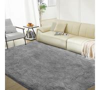 Luxury Rug, 4x6 Grey Fluffy Shag Area Rug for Living Room, Anti-Skid Extra Comfy Fluffy Floor Carpet for Indoor Home Decorative, Nursery and Living Room, High Pile Soft Throw Rug