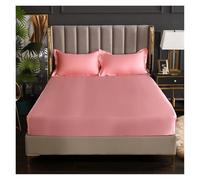Luxury Satin Fitted Sheet SolidColor Twin Bed, Full SizeIce SilkMattress Cover, Elastic Band(Dan ya yu,100x190x25cm 1pc)
