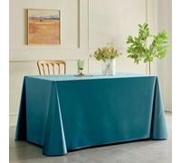 Luxury Satin Tablecloths, Conference Desk Cover for Office Business, Dinner Table Cloth Dessert Tablecloths for Home Hotel Events (140 * 220cm,Turquoise)