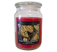 Luxury Scented Candle - Warm Apple & Cinnamon - 18 Oz Jar with lid - up to 95 Hour Burn Time - (by Wickford & Co)