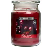 Luxury Scented Dark Cherry Large Glass Jar Candle by Wickford & Co - 18oz, 95-Hour Burn Time, Ideal for Any Space & Special Occasions