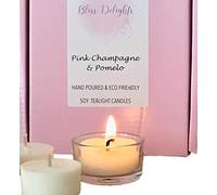 Luxury Scented Soy Tealight Candles | Natural Soy Wax Zero Waste Tealight Refills | Eco-Friendly, Cruelty-Free & Vegan Candles, Aromatherapy & Spa Tealights (2 x 12 Pink Champagne & Pomelo)