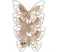 Luxury Sequin Butterfly Ornament Red Festive Tree Pendant Decor(A)