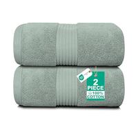 Luxury Set of 2 Jumbo Bath Sheets - Zero Twist 100x150 cm Extra Large Sheet, 100% Pure Thick Cotton - Fluffy, Super Soft, Quick Dry & Highly Absorbent Hotel Quality Bathroom Towel 580 GSM | Mint Sage