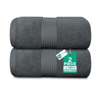 Luxury Set of 2 Jumbo Bath Sheets - Zero Twist 100x150 cm Extra Large Sheet, 100% Pure Thick Cotton - Fluffy, Super Soft, Quick Dry & Highly Absorbent Hotel Quality Bathroom Towel 580 GSM | Charcoal