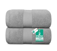 Luxury Set of 2 Jumbo Bath Sheets - Zero Twist 100x150 cm Extra Large Sheet, 100% Pure Thick Cotton - Fluffy, Super Soft, Quick Dry & Highly Absorbent Hotel Quality Bathroom Towel 580 GSM | Silver