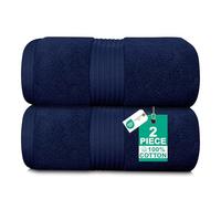 Luxury Set of 2 Jumbo Bath Sheets - Zero Twist 100x150 cm Extra Large Sheet, 100% Pure Thick Cotton - Fluffy, Super Soft, Quick Dry & Highly Absorbent Hotel Quality Bathroom Towel 580 GSM | Navy