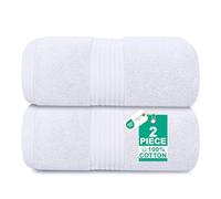 Luxury Set of 2 Jumbo Bath Sheets - Zero Twist 100x150 cm Extra Large Sheet, 100% Pure Thick Cotton - Fluffy, Super Soft, Quick Dry & Highly Absorbent Hotel Quality Bathroom Towel 580 GSM | White