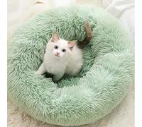 Luxury Shag Fur Donut Cuddler, Round Cat and Dog Cushion Bed,Washable Kennel Self-Warming and Cozy Pet Bed for Pet Dog Cat Improved Sleep-70cm-Green