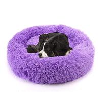 Luxury Shag Fur Donut Cuddler, Round Cat and Dog Cushion Bed,Washable Kennel Self-Warming and Cozy Pet Bed for Pet Dog Cat Improved Sleep-50cm-Purple