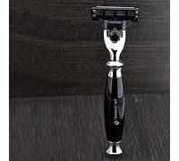 Luxury Shaving Razor with Triple Blade Cartridges Compatible Head - Black Resin & Metal Handles || Comes in Designer Box for Men's