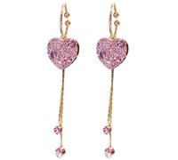 Luxury Shining Drop Earrings For Women Big Hoop Flower Heart Shape Long Tassel Rhinestone Dangle Earring Wedding Jewelry Gifts Earrings Hoops for Women (Gold, One Size)