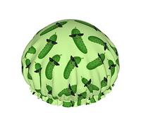 Luxury Shower Cap for Women Cute Pickles Waterproof Reusable Shower Caps Fashion Shower Hat with Elastic Adjustable Elasticized Hem Bath Hat