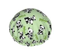 Luxury Shower Cap for Women Funny Panda Bamboo Waterproof Reusable Shower Caps Fashion Shower Hat with Elastic Adjustable Elasticized Hem Bath Hat