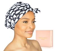 Luxury Shower Cap For Women & Girls - Reusable, Mold Resistant, Waterproof, Washable & Breathable. Best For All Hair Lengths. Cute Stylish Animal Print Bath Cap - By Grace & Company (Casablanca)