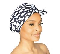Luxury Shower Cap For Women & Girls - Reusable, Mold Resistant, Waterproof, Washable & Breathable. Best For All Hair Lengths. Cute Stylish Animal Print Bath Cap - By Grace & Company (Casablanca)