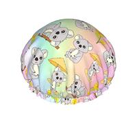 Luxury Shower Cap for Women Lazy Koala Waterproof Reusable Washable & Breathable Shower Caps Fashion Shower Hat with Elastic Easy to Wear