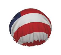 Luxury Shower Cap for Women red blue white American flag Waterproof Reusable Caps Doublefor Long Hair Adjusta ble