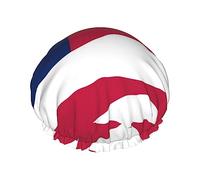 Luxury Shower Cap for Women red blue white American flag Waterproof Reusable Caps Doublefor Long Hair Adjusta ble