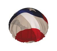 Luxury Shower Cap for Women red blue white American flag Waterproof Reusable Caps Doublefor Long Hair Adjusta ble