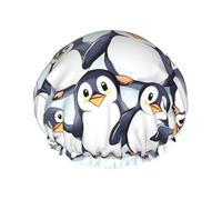 Luxury Shower Caps for Women, Waterproof Shower Cap Extra Large DoubleBath Caps Reusable Elastic Hair Cap Bathing Hat many Cute Baby Penguins Sketch Bath Hair Hat for All Hair Lengths