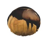 Luxury Shower Caps for Women, Waterproof Shower Cap Extra Large DoubleBath Caps Reusable Elastic Hair Cap Bathing Hat Elk in The Meadow Bath Hair Hat for All Hair Lengths