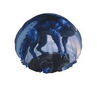 Luxury Shower Caps for Women, Waterproof Shower Cap Extra Large DoubleBath Caps Reusable Elastic Hair Cap Bathing Hat Cool Dragon Standing on the Cliff Edge Bath Hair Hat for All Hair Lengths