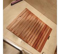 Luxury Shower Wooden Floor Mat for Bathroom, Square Non-slip Wood Platform, Indoor Outdoor Bath Mat Quick Drain, Hot Tub Flooring Decor(26x26in(66x66cm))