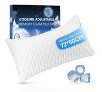 Luxury Shredded Memory Foam Pillows Queen Size Pillow 1 Pack Cooling Pillow For Hot Sleepers, Memory Foam Bed Pillow for Side Back Stomach Sleepers Adjustable Pillow Removable and Washable Pillowcase