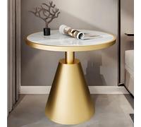 Luxury Side Table Round Modern End with Marble Top & Metal Base, Small Aent Coffee for Living Room Bedroom