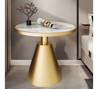Luxury Side Table Round Modern End with Marble Top & Metal Base, Small Aent Coffee for Living Room Bedroom
