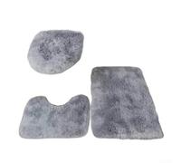 Luxury Silk Wool Blend Bathroom Rug Set 3 Piece Ultra Soft Non Slip Shaggy Bath Mat With For Contour Rug And Toilet Seat Cover For Modern Vanity(Grey)