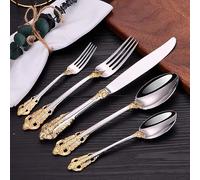 Luxury Silver and Gold Cutlery Set - 30-Piece - 18/10 Stainless-Steel Flatware - Fine-Dining Tableware with Forks, Spoons & Knives - Includes Dessert Forks & Dessert Knives - Konigtum