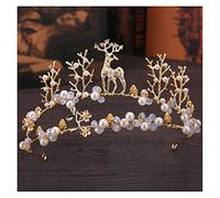 Luxury Silver Color Rhinestone Wedding Crown Pearl Queen Diadem Bride Crown Headpiece Wedding Hair Accessories (Metal color : HG174)