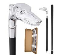 Luxury Silver Dog Head Walking Cane, British Style Metal Hiking Stick, Creative Fashion Decorative for Daily & Outdoor Use