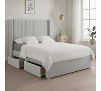 Luxury Silver Plush Milan Single Bed Frame With Mattress 54 Inches Wingback Headboard 2 Footend Storage Drawers
