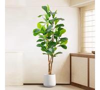 Luxury Simulated Fiddle Leaf Fig Tree with Flower Pot - Realistic Artificial Decorative Bonsai Plant, 170CM Tall Floor Plant for Home Decoration