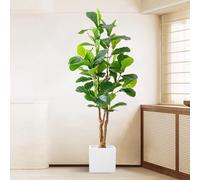 Luxury Simulated Fiddle Leaf Fig Tree with Flower Pot - Realistic Artificial Decorative Bonsai Plant, 170CM Tall Floor Plant for Home Decoration