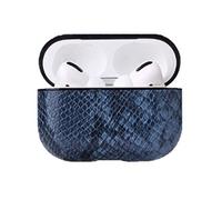 Luxury Snake Leather Feel Protective Case for AirPods Pro with Carry Clip and Charging Ports, Compatible with AirPods Pro (BLUE)