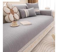 Luxury Sofa Covers Chenille Decorative Blanket L/U Shape Couch Cushion Cover 1 2 3 4 Seater Sofa Slipcovers For Cat Dog, Non-Slip Particles On Bottom, All Season(90x180cm,Grey)