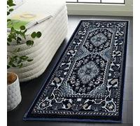Luxury Soft Extra Large Traditional Zinat Rugs Hallway Runner Rug for Living Room Oriental Rug for Bedroom Decor Dining Room Carpet Kitchen Washable Hall Runner Door Mats (Navy, 60 x 220cm)