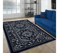 Luxury Soft Extra Large Traditional Zinat Rugs Hallway Runner Rug for Living Room Oriental Rug for Bedroom Decor Dining Room Carpet Kitchen Washable Hall Runner Door Mats (Navy, 160 x 230cm)