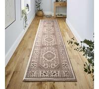 Luxury Soft Extra Large Traditional Zinat Rugs Hallway Runner Rug for Living Room Oriental Rug for Bedroom Decor Dining Room Carpet Kitchen Washable Hall Runner Door Mats (Cream, 80 x 300cm)