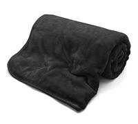 Luxury Soft Faux Velvet Fur Mink Throw Over Sofa Fluffy Warm Cozy Bed Blanket (Black, Double (150 x 200cm))