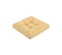 Luxury Soft Floor Pillow Chair Pad - Supportive Indoor Outdoor Booster Cushion for Armchairs Square Meditation Yoga Mat (1pc 40x40cm Yellow Linen Cotton)