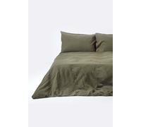 Luxury Soft Plain European Linen Duvet Cover Set Homescapes Green EU Single